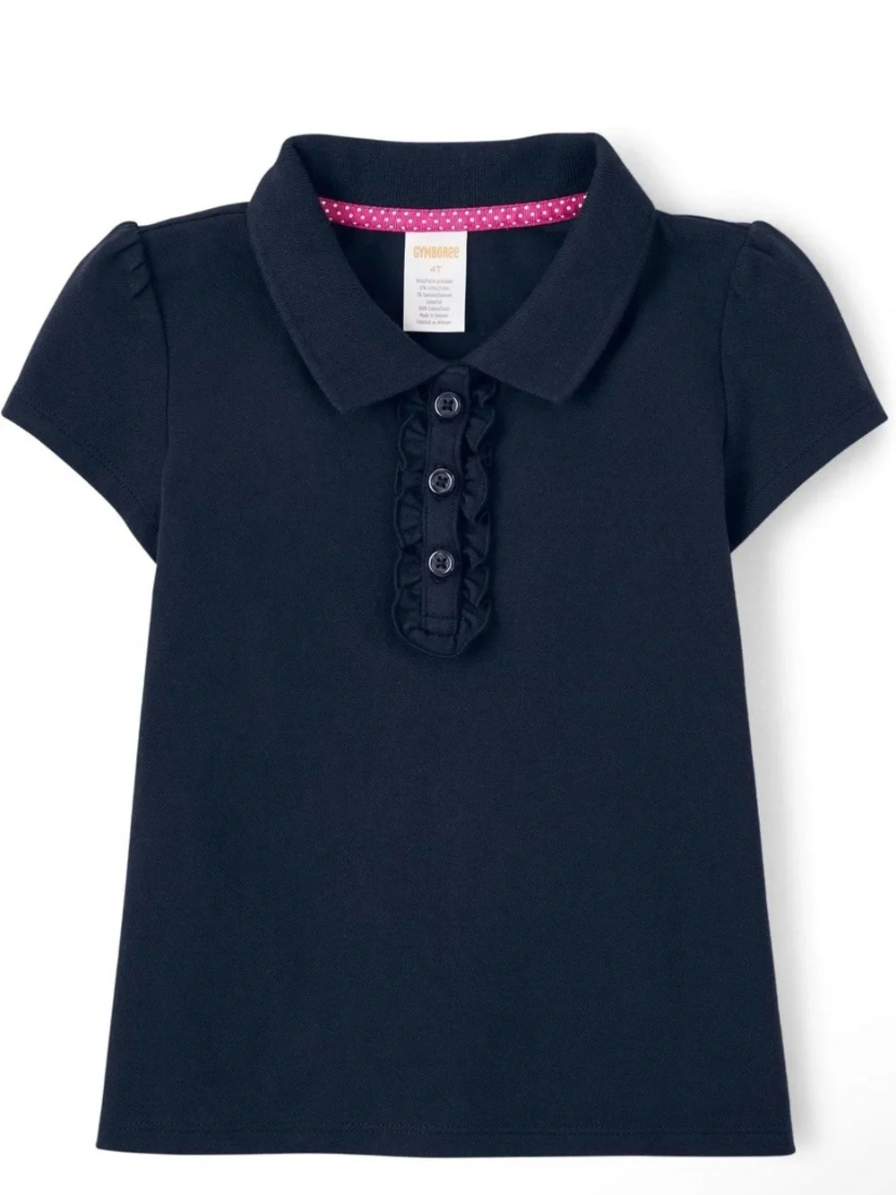 Gymboree Girls Navy Polo Top with Ruffle Placket